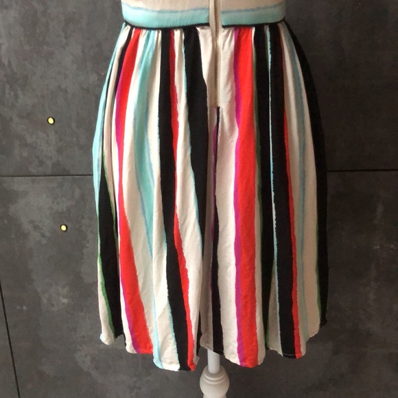 Anthropology Maeve flared stripe  multicolor dress size 0 Cap Sleeves Zip Back - Picture 4 of 14